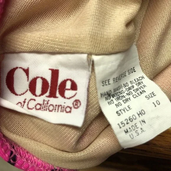 Cole of California Womens Swimsuit Size 10 Pink Black One Piece Vintage 1980s - Picture 9 of 10